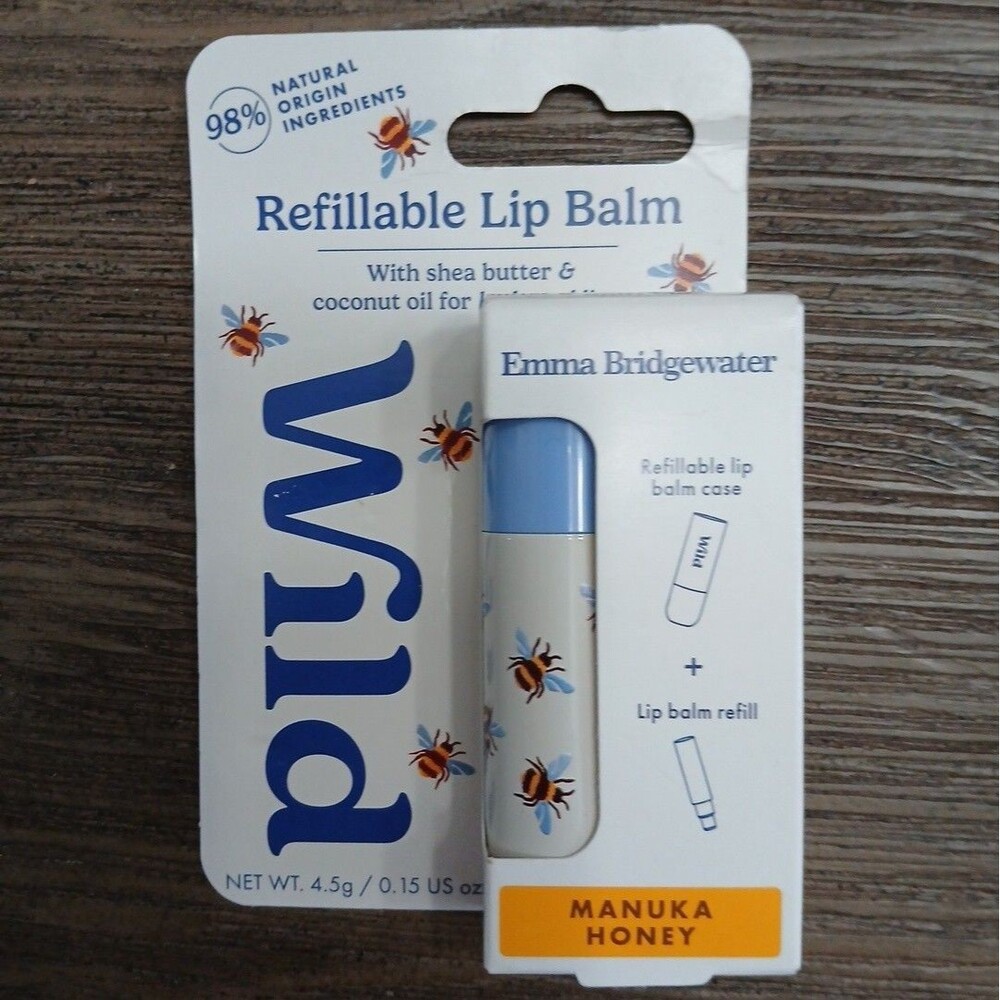 Wild Emma Bridgewater Bees Lip Balm Case + Manuka Honey Lip Balm Refill